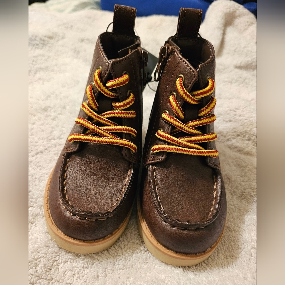 Brown Kids Shoes with Yellow and Brown  Laces